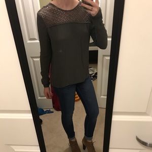 Cute army green long sleeve shirt